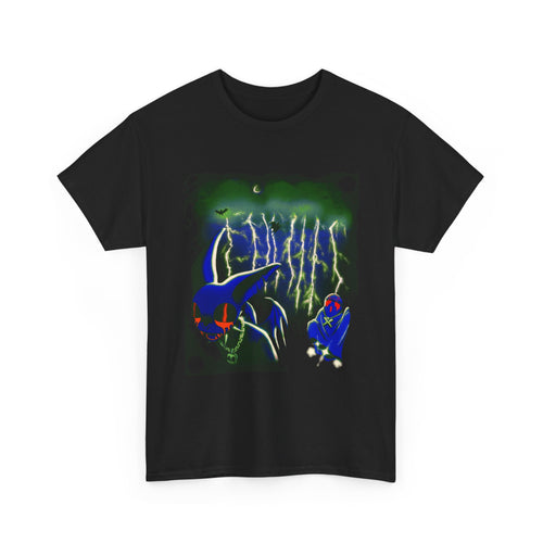 Lightning Bat and Ghost Unisex Heavy Cotton Tee