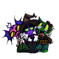 Halloween Skeleton, Vamp, and Goblin Sticker 2” x 2”