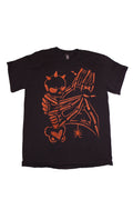 Bleached Skeleton Bat Wings Black Graphic T-Shirt